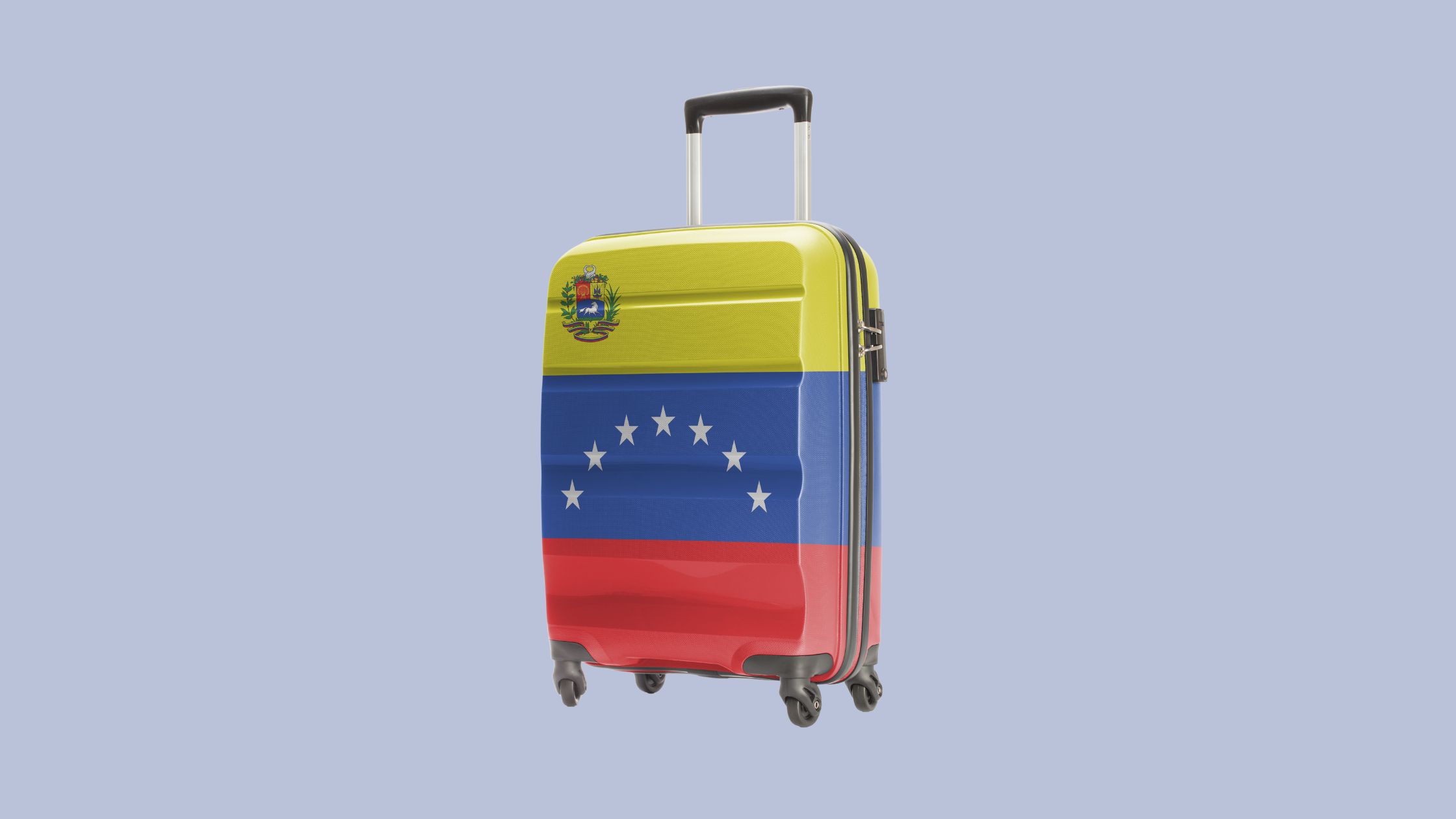 maleta con bandera de venezuela en señal de la diáspora venezolana